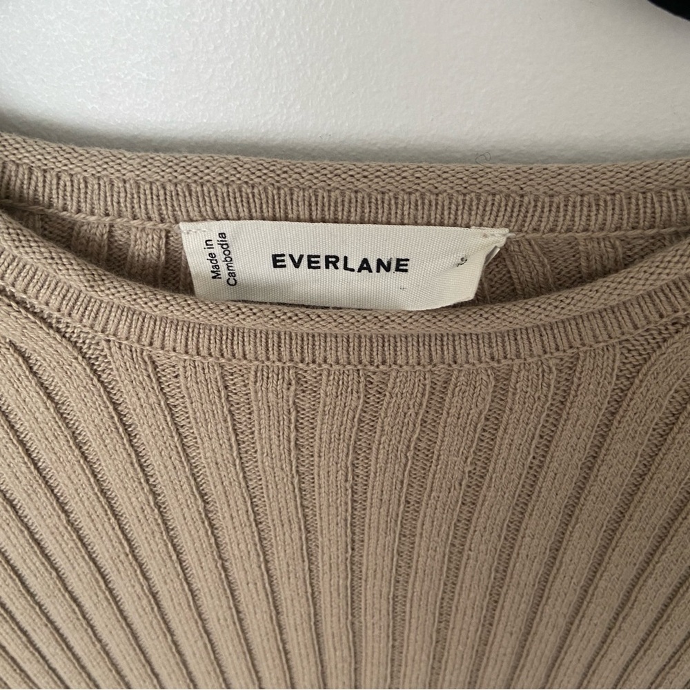 Everlane Cotton Ribbed Crew Sweater in Tan Beige size XS - Picture 6 of 10